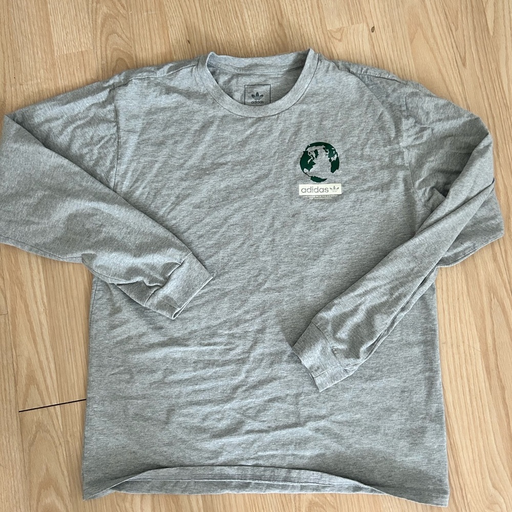 Grey Adidas Long Sleeve Graphic Tee
